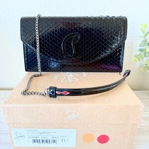 New Christian Louboutin Loubi 54 patent leather birdy crossbody mini bag, black